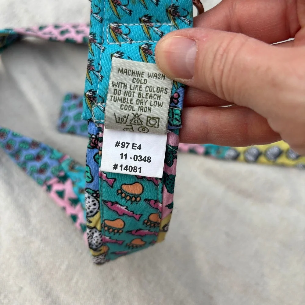 VTG Orvis Patchwork Quilt Belt XXL 90s Novelty Fish Fly Fishing D-Ring Cotton